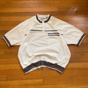 VTG 80s 90s‎ Pierre Cardin striped cut and sew white brown cuffed tshirt XL